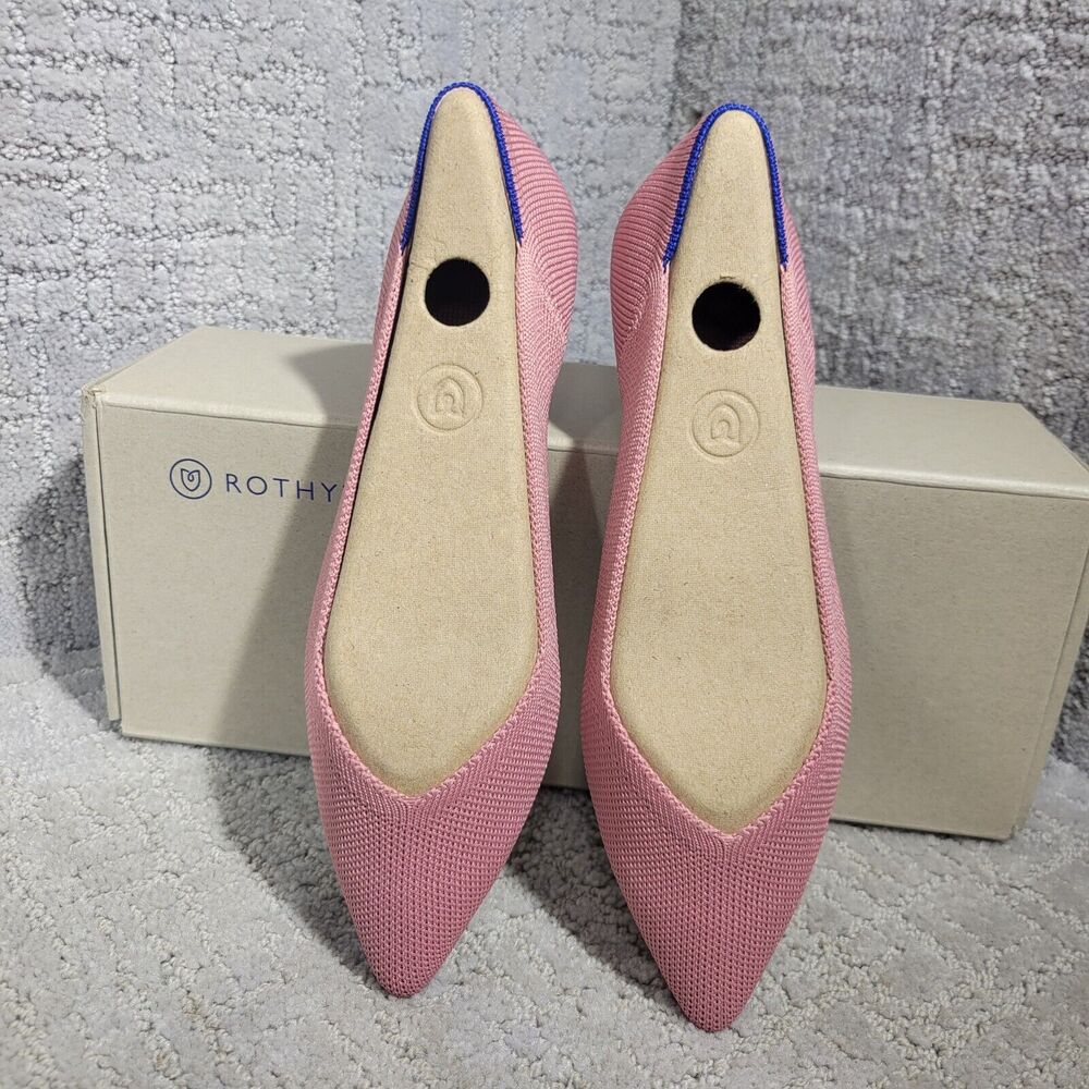 Rothy's The Point Women's Size 5 US Pink Rosebud Pointed Toe Slip On Flat Shoes